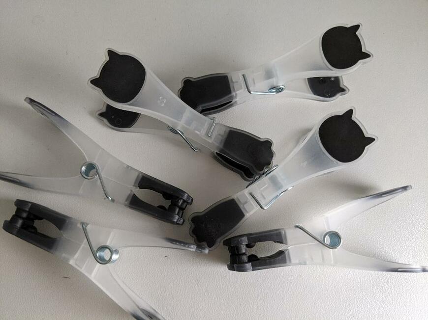 セリア ラバー付ピンチ キャット 6P