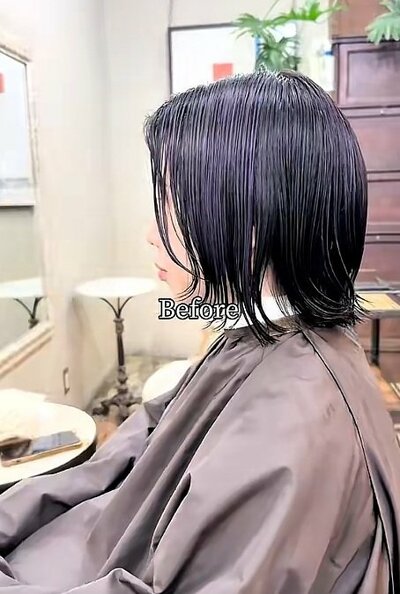 黒髪ボブ女性のビフォー画像