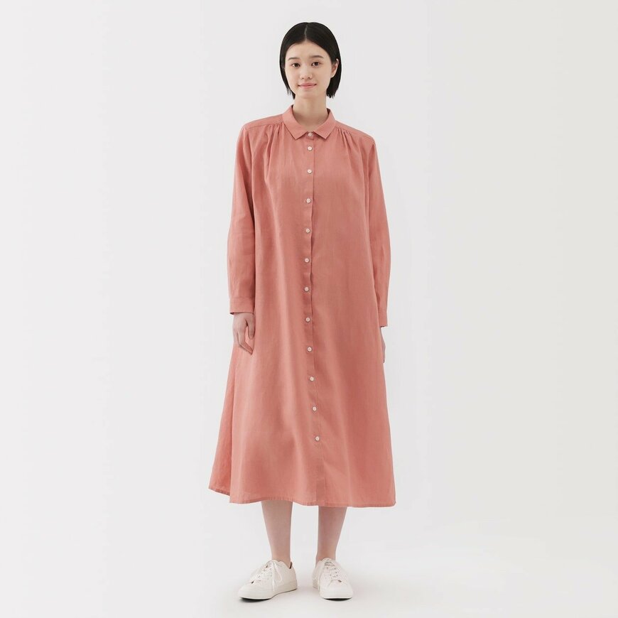 無印良品公式　婦人　リネン　洗いざらし長袖シャツワンピース