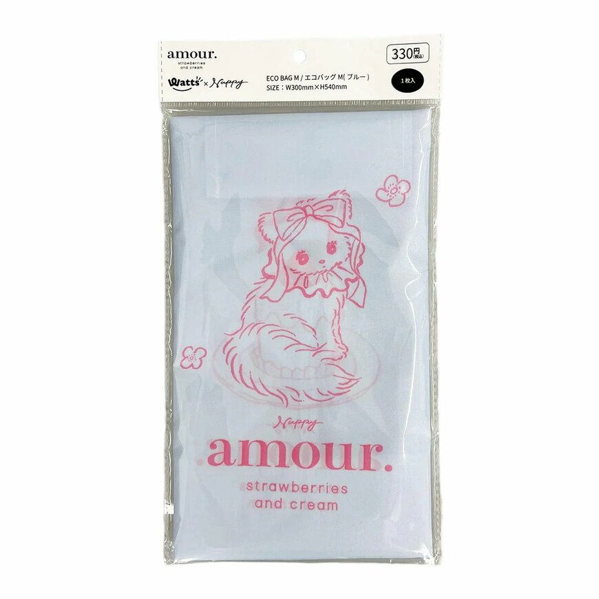 ワッツ公式 NAPPYコラボ amour エコバックM ブルー