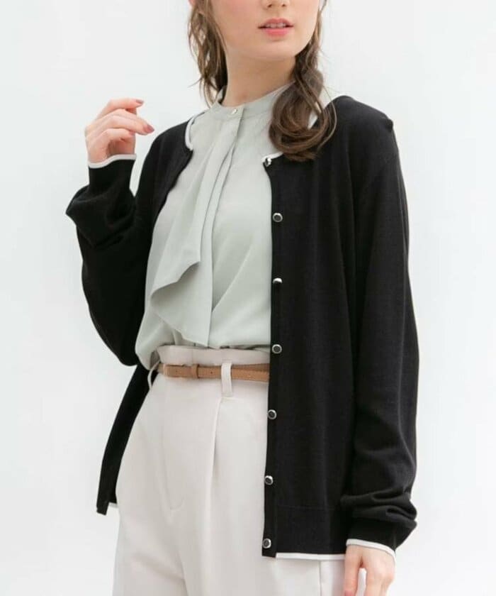 配色カーディガン