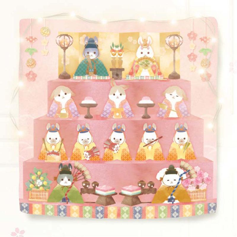 サイズは50cm×50cm。壁などに飾ることができます／出所：Can★Doネットショップ タペストリーバンダナ　うさぎ雛祭り