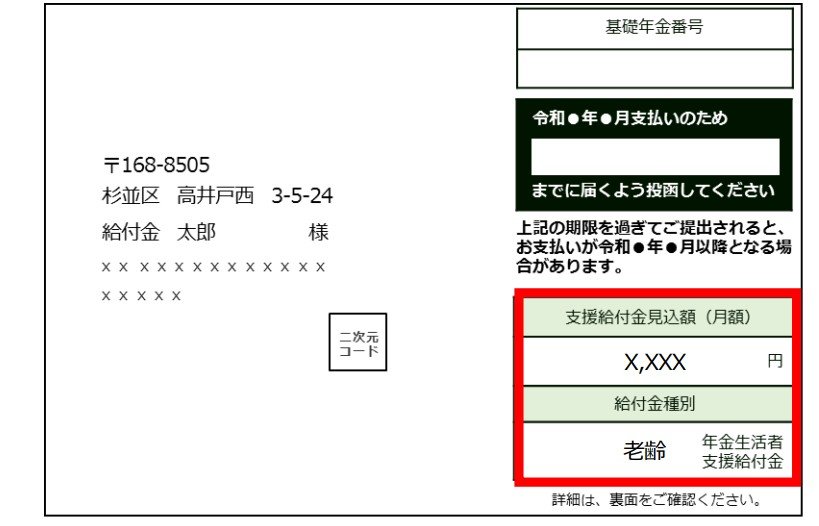 出所：日本年金機構「見込額（月額）の記載箇所」
