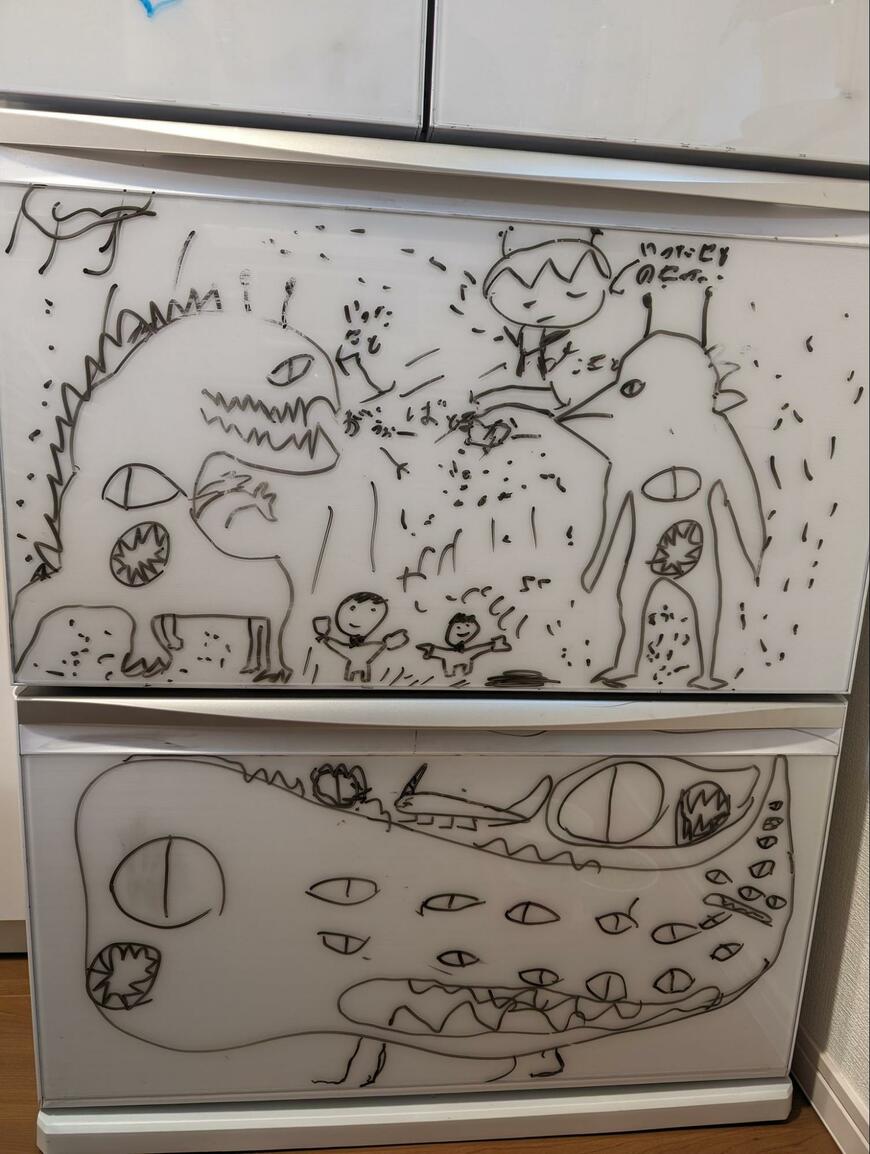 冷蔵庫に描かれた絵に驚き