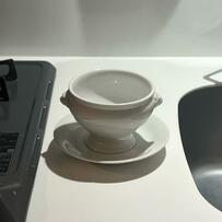 オニオングラタンスープを作るために購入した皿　完成した一品に「天才」「おいしそおおお」