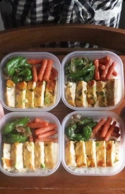 完成した「秋の豆腐キッシュ弁当」