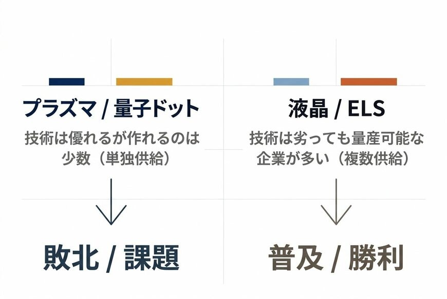 プラズマvs液晶の教訓と量子ドットvs外部光源(ELS)の構図