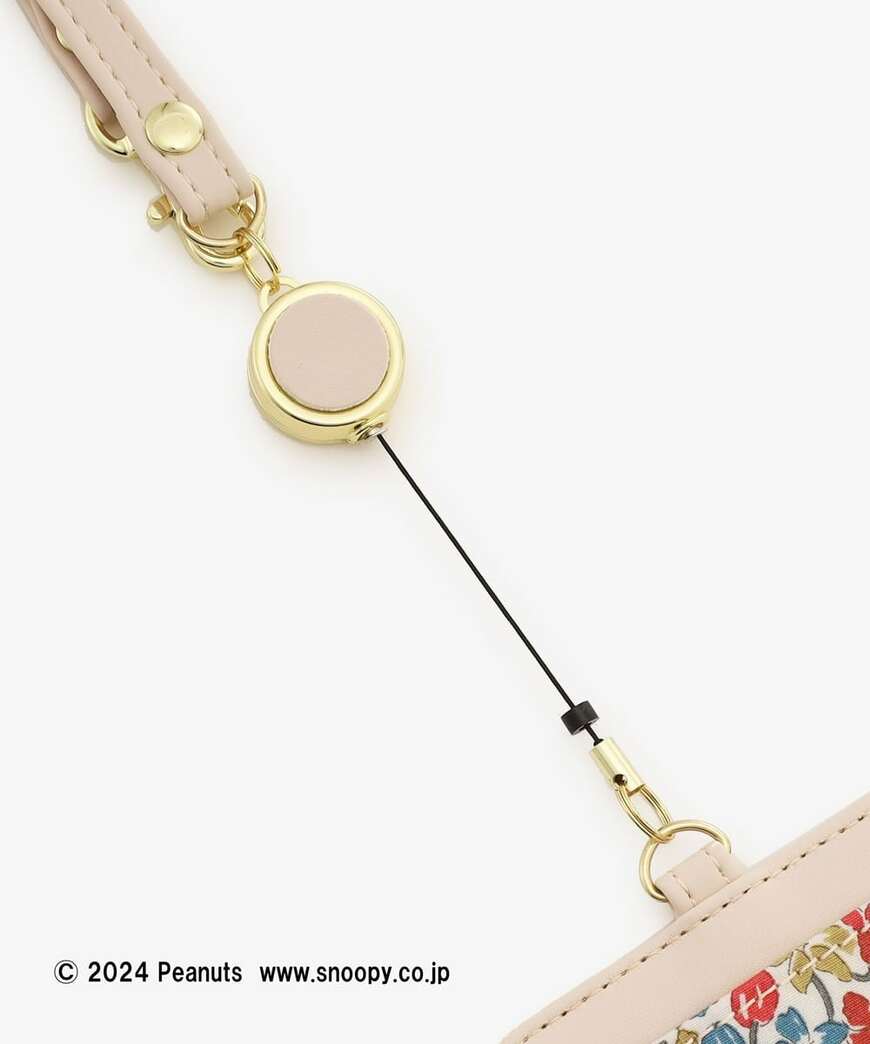 コードリール付きパスケース　リバティプリント　PEANUTS