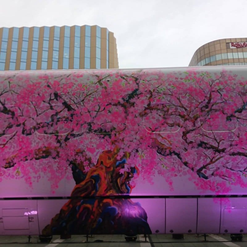 【昼の写真】JR博多駅前広場「満開の桜が咲くつばめ」のライトアップ
