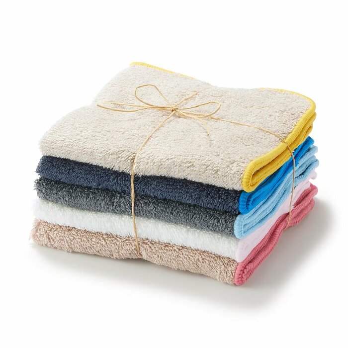 無印良品の残反ミニハンドタオルセット 　25×25cm・5枚組（パイル織り）、商品画像