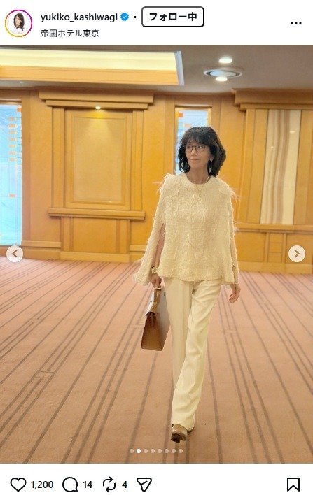 出所：柏木由紀子のInstagram （＠yukiko_kashiwagi）参照日：2026年4月13日