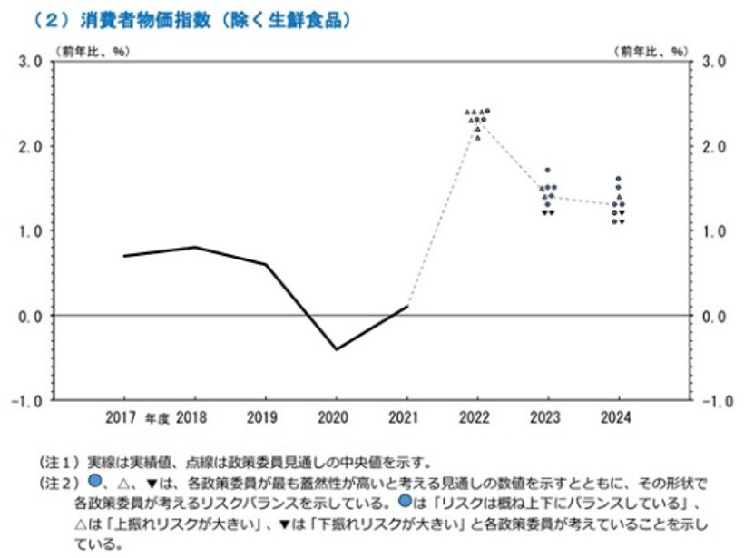 参考：日本銀行「経済・物価情勢の展望」（2022年7月公表）
