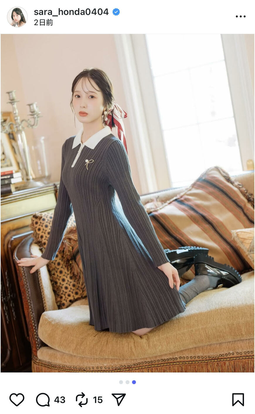 出所：本田紗来のInstagram（＠sara_honda0404）参照日：2025年10月6日