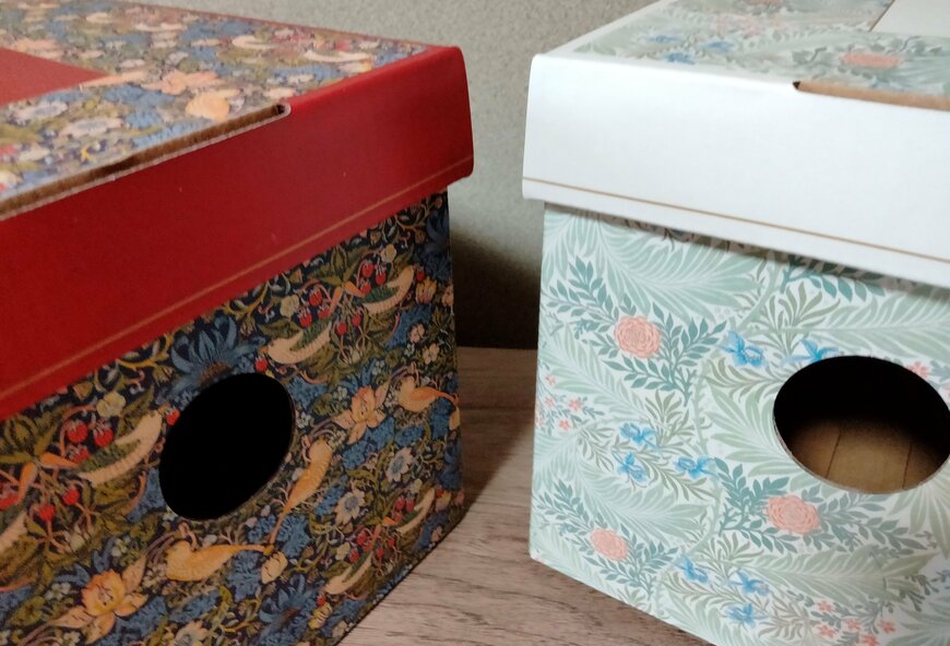 筆者撮影（セリア、ふた付ペーパーボックス マスターピースコレクション/WM）