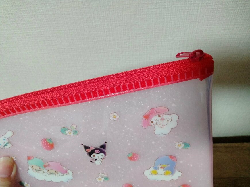 筆者撮影（セリア、フラットポーチ M/X いちご　27217）