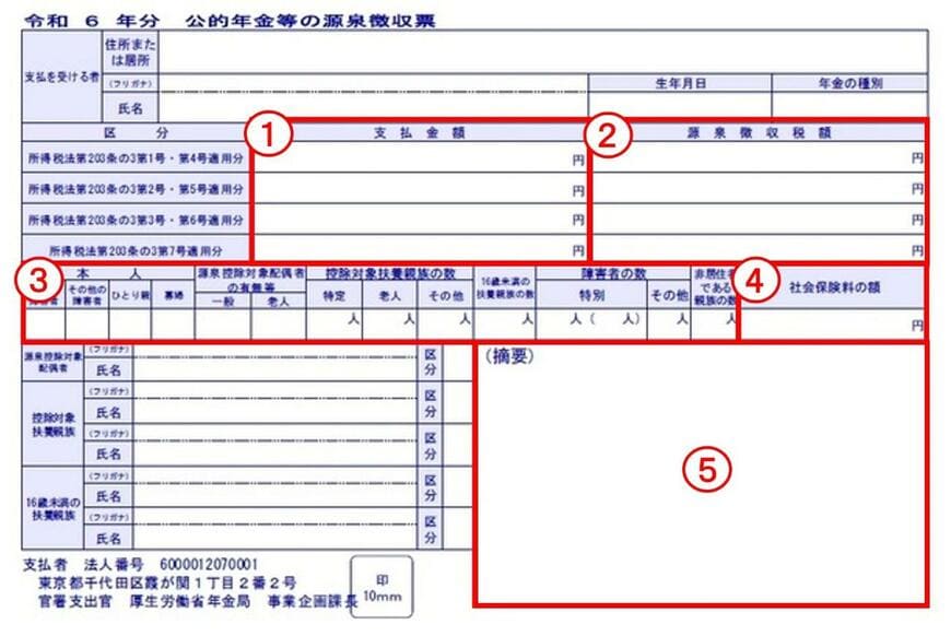 公的年金等の源泉徴収票(見本)