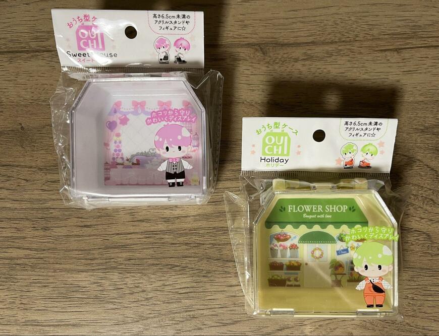 シルバニアの赤ちゃんハウスのような「おうち型ケース」です／筆者撮影（キャンドゥ、おうち型ケース ホリデー・おうち型ケース スイートハウス）