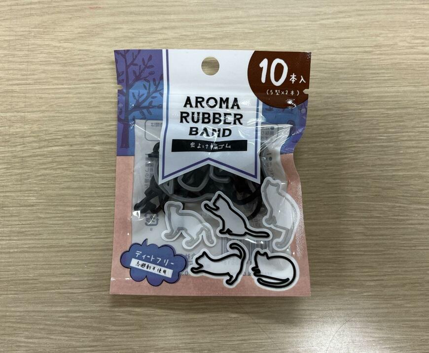 ダイソー、虫よけ輪ゴム（ネコ、10個入り）画像