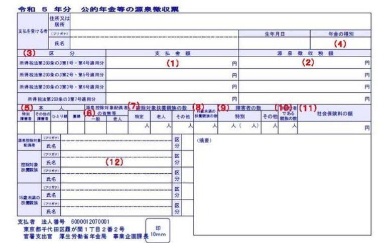 出所：日本年金機構「令和5年分　公的年金等の源泉徴収票」
