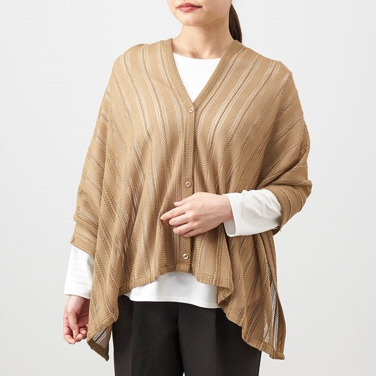 ボレロにもなる3WAY縞レースストール