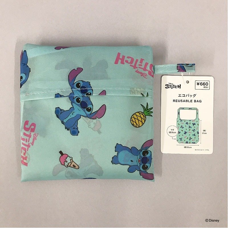 キャンドゥ公式　【数量限定】ディズニー／スティッチ　エコバッグ（畳む）