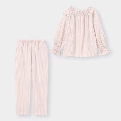 オーガニックコットンプルオーバーパジャマ長袖&ロングパンツ+E