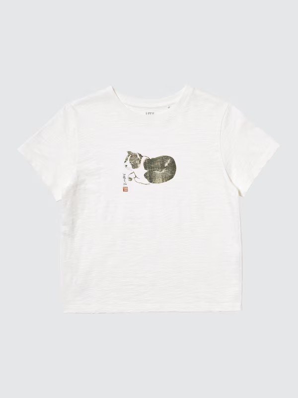 出所：ユニクロ公式　和柄（アニマルズ）UT／ショート丈　OFF WHITE