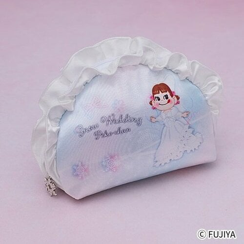 純白のウェディングペコちゃん　フリルポーチ