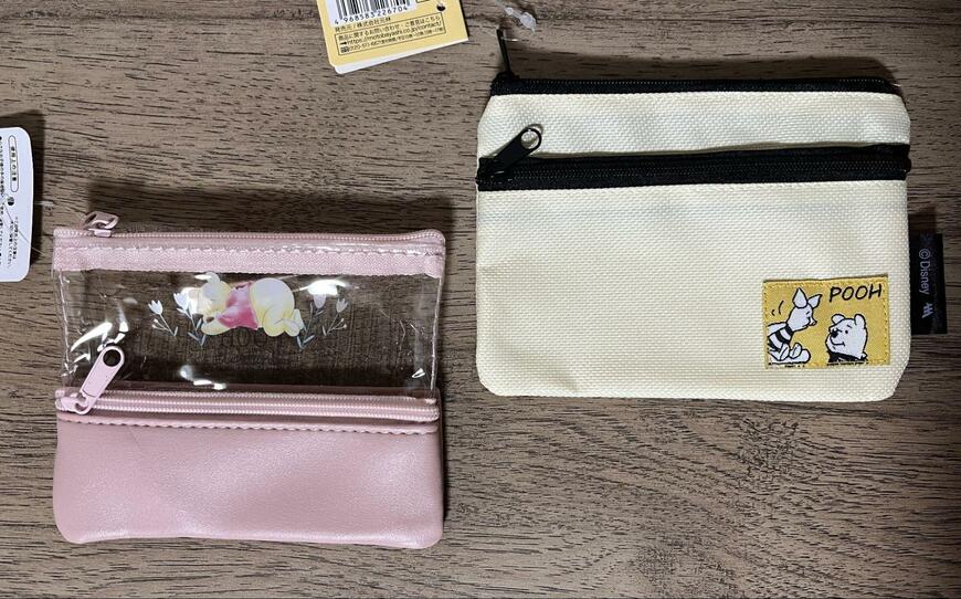 セリア、〈プー〉ワッペンダブルジッパーポーチ・ダブルジッパーポーチ 9×12cm/プー画像