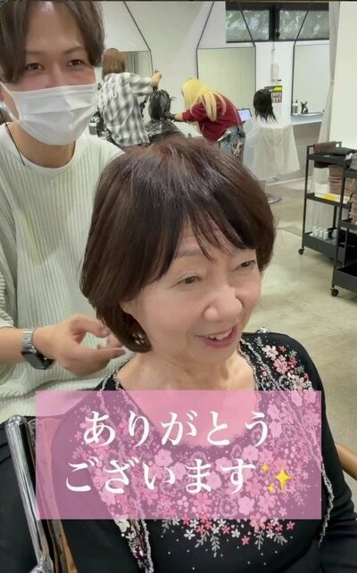 毛流れとレイヤーでふんわりと丸みが出た、ひし形のショートボブ（アフター）