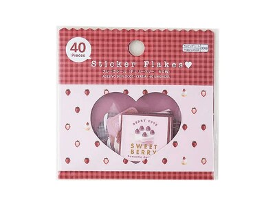 使いやすいデザインが10種類も入っているデコレーションシールです／出所：ダイソー公式　フレークシール（チェリーベリー、40枚）