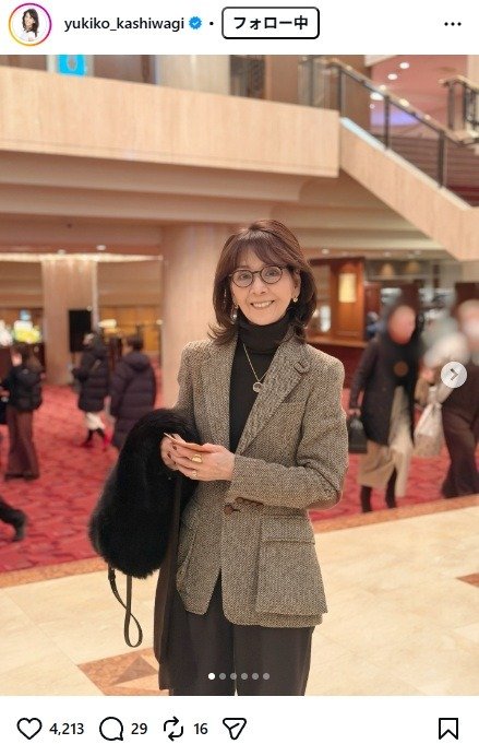出所：柏木由紀子のInstagram（＠yukiko_kashiwagi） 参照日：2026年1月23日