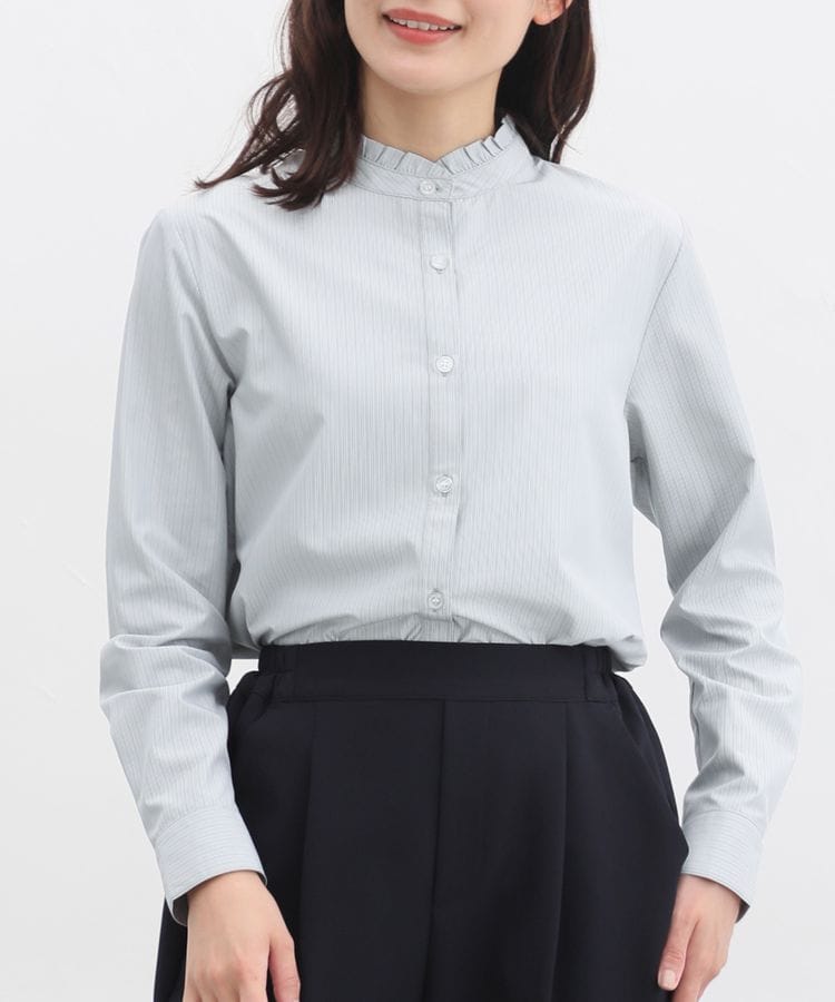 出所：ハニーズ公式通販 スタンドフリルシャツ