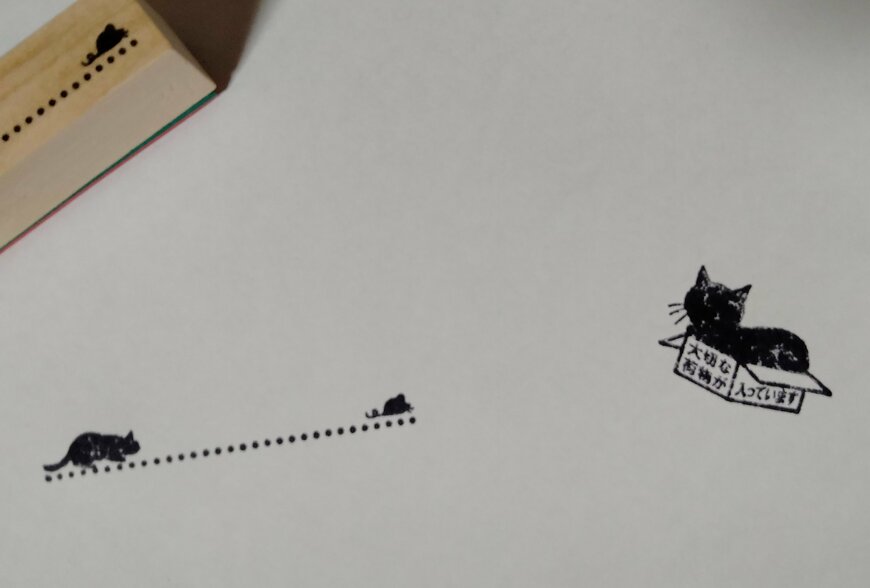 筆者撮影（セリア、ラバースタンプ ねこケアマーク）