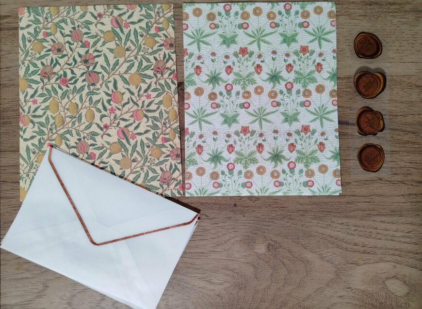 筆者撮影（セリア、レターセット 4セット シール付 ウィリアム・モリス）