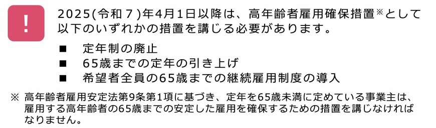 出所：厚生労働省「高年齢者雇用確保措置を講じる必要があります」