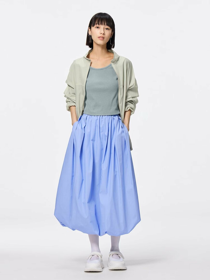 GU公式　バブルヘムミディスカートの画像