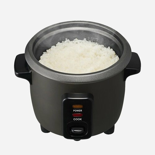 ガラス蓋で洗いやすいミニ炊飯器　ブラック