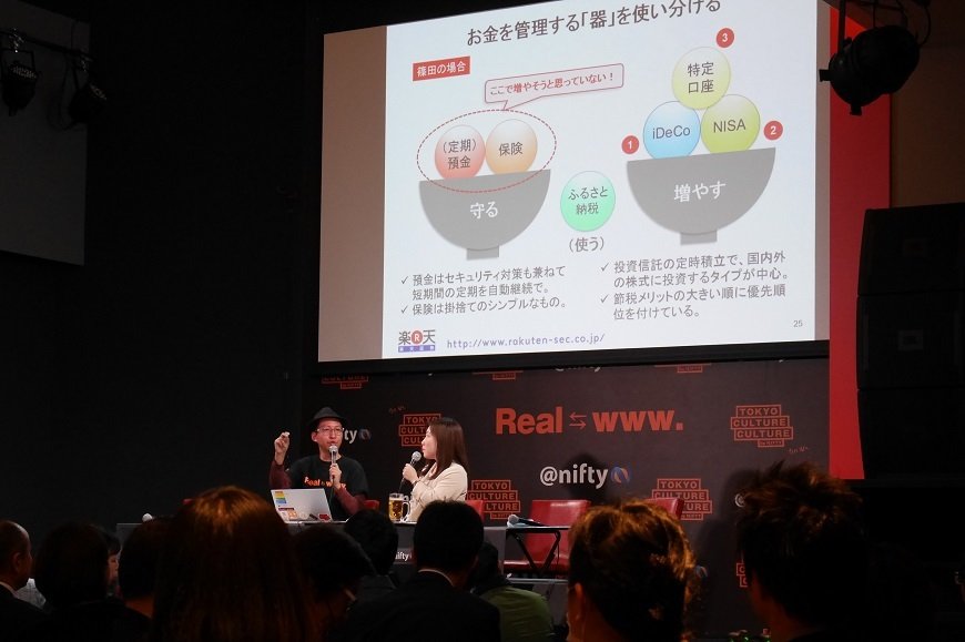 楽天証券経済研究所の篠田尚子氏と司会を務めたニフティの河原あず氏