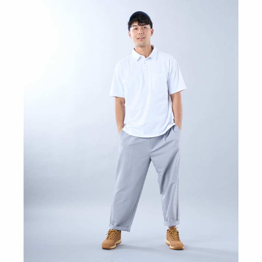 シアサッカーストレッチアンクルパンツ