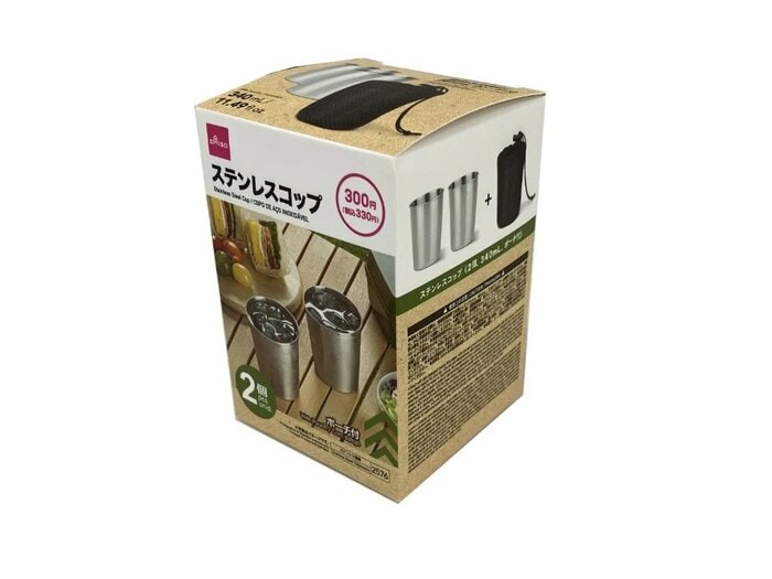 専用のポーチがセットになった「ステンレスコップ（330円）」