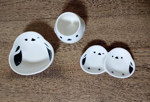 出所：筆者撮影（セリア、二連式 ころころシマエナガ・フリーカップ ころころシマエナガ・ボウルM ころころシマエナガ）