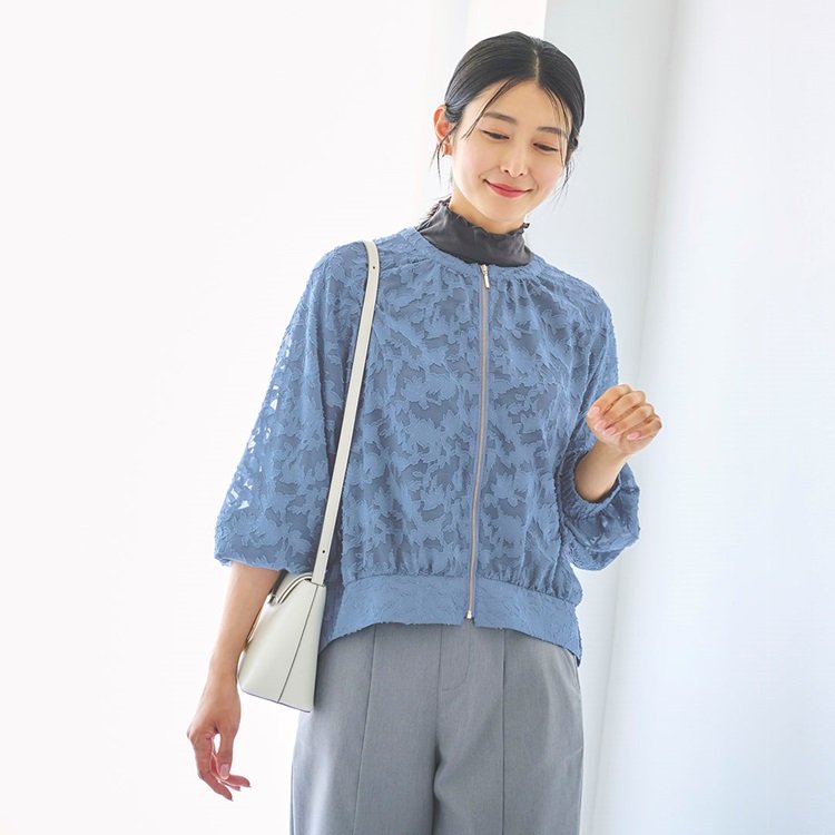 バックギャザーシアージャガードブルゾン