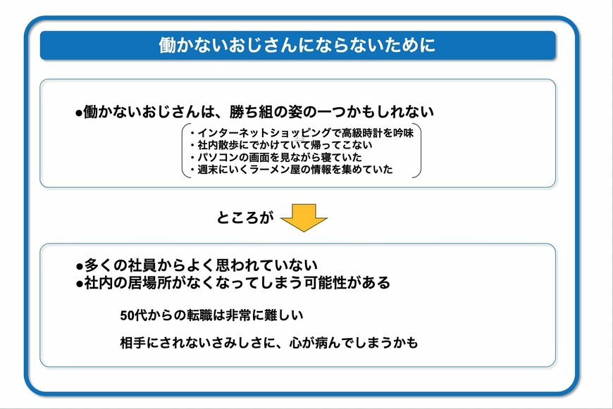 働かないおじさんは勝ち組のひとつかもしれないが、居場所がなくなる可能性がある