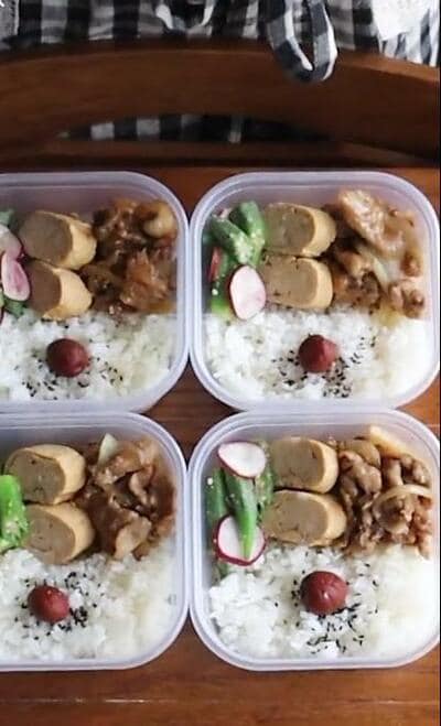 完成した「梨だれ焼肉弁当」