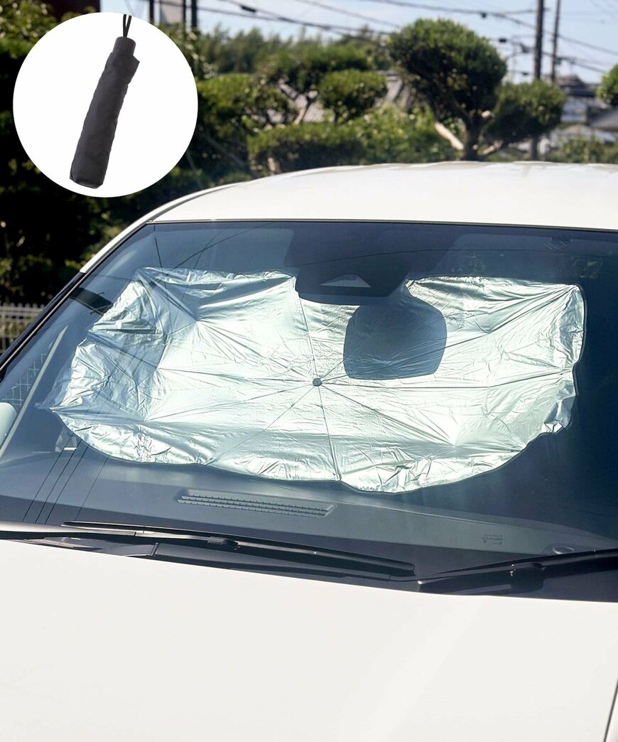 出所：3COINS公式　《開くだけで簡単設置！》傘式サンシェード