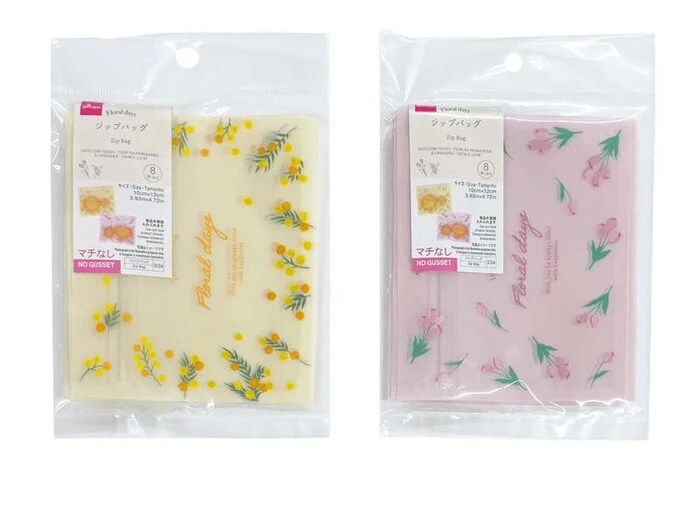 出所：ダイソー公式（ジップバッグ（春の花、８枚、10cm×12cm））