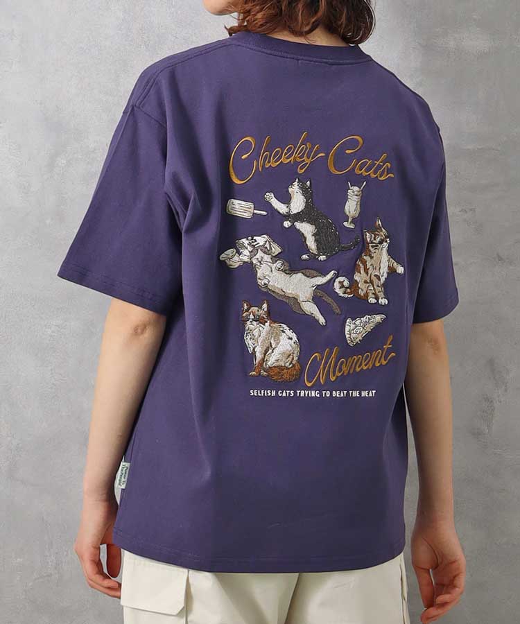 ブルーブルーエ公式 ネコ刺繍Tシャツ 画像