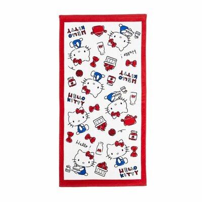 出所:<a href="https://www.shop-shimamura.com/item/0112900005930/" target="_blank"><u>しまむらパーク バスタオル(5枚組・ハローキティ)・レッド201</u></a>