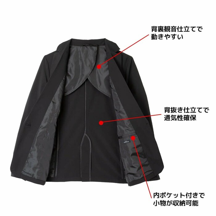 ワークマンのソロテックス（R）使用 レディース スーツ ジャケット、機能紹介画像